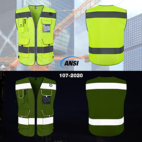 TCCFCCT High Visibility Vest 9 Pockets Reflective for Safety, Yellow S - color: Yellow Fabric-bison 001, size: Small
