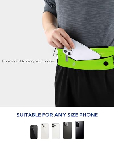 WATERFLY Running Belt Fanny Pack: Runner Marathon Jogging Waist Pack Sport Workout Exercise Fitness Phone Holder Belt for Men Women Jogger Slim Waistband Black - color: Cyan