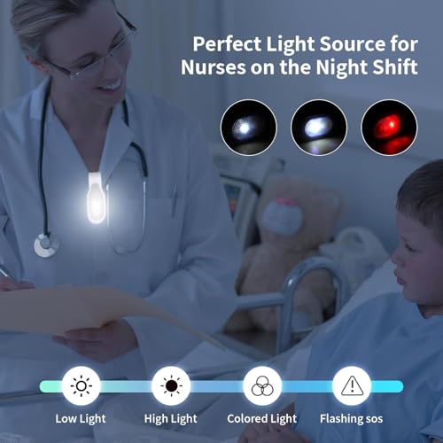 Rechargeable Nurse Light Clip On for Night Shift, Bright Hand-Free Light - color: Pink