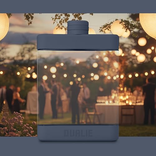 DUALIE 8 oz Hip Flask for Liquor - Shatterproof Alcohol Flasks with Clear Tritan Plastic and Silicone Grip - Flask Gift for Men & Women - Navy - color: Navy