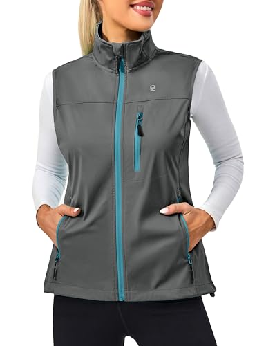 Little Donkey Andy Women's Lightweight Vest Windproof Sleeveless Jacket - color: Pure Gray, size: Small