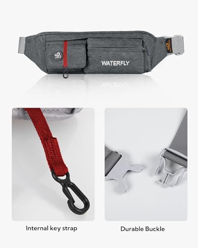 WATERFLY Small Fanny Pack for Women Men, Crossbody Travel Waist Bag - color: Dark Gray