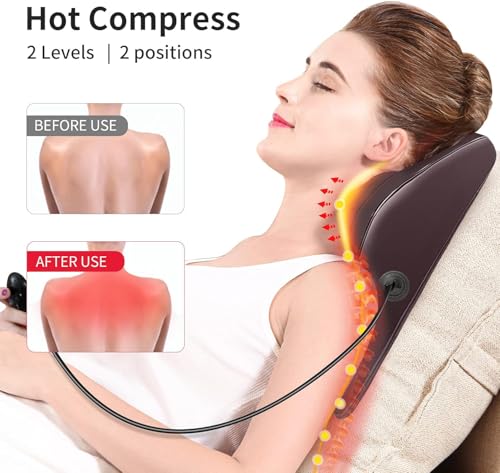 Boriwat Back Massager with Heat, 3D Kneading Massage Pillow for Back, Neck, Shoulder, Leg Pain Relief Deep Tissue, Gifts for Women Men Mom Dad(Brown) - color: Brown
