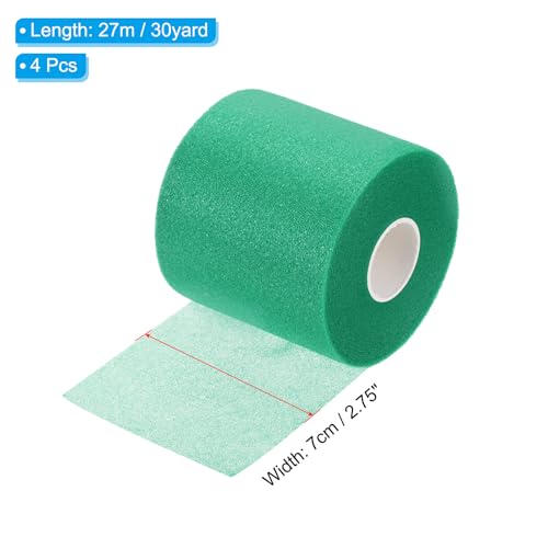 PATIKIL Foam Pre Wrap Athletic Tape 2.75 Inch x 30 Yards, 4 Rolls Non-Adhesive Prewrap Headbands for Hair Soccer Sport Wrists Elbows Knees Ankles, Dark Green - color: Dark Green