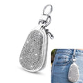 Bling Premium Leather Car Key Chain Case, Zipper Remote Key Wallet Bag with Coin Pocket, Multi-Functional Key Fob Holder Purse for Auto Keys Coins Cards (White) - color: White