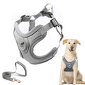 Dog Harness with Leash Set, No Pull Adjustable Step in Pet Vest - color: Gray, size: L