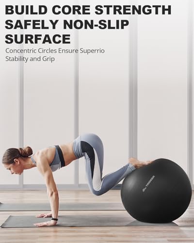 Trideer Yoga Ball for Exercise, Pregnancy, Exercise Ball, Pump Included - color: Black, size: XL(27-30ines/68-75cm)