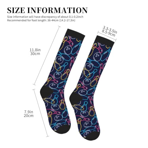 Avocado Compression Socks Women Men Knee High Stock for Running Work Support Nurses Travel - color: Bowling