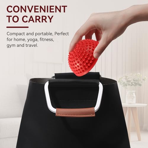 Agatige Foot Massage Ball, Half Round PVC Spiky Foot Wakers Balance Therapy Dome Trigger Point Ball Feet Massage Roller for Yoga Fitness Exercise Gym Massager (Red) - color: Red