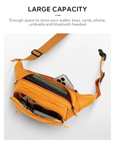 WATERFLY Fanny Pack Waist Bag: 2.5L Large 5 Zipper Pockets for Women Men - color: Tan