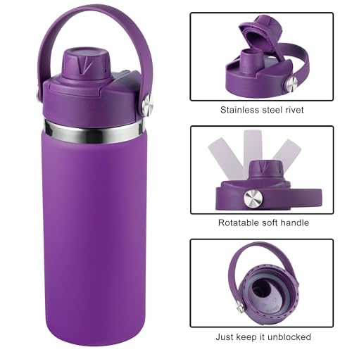 Lid for Hydro Flask 32 40 oz Wide Mouth, Replacement Lids Compatible with Hydro Flask Wide Mouth Water Bottle, Top Spout Lid with Handle, Wide Mouth Lid Chug Cap Accessories - color: Eggplant - 1 Pack