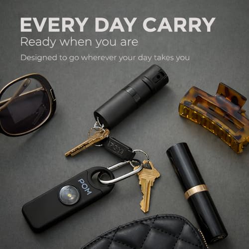 POM Pepper Spray & Personal Alarm Safety Kit – OC Self Defense Keychain Spray & Loud Emergency Alarm for Campus Safety, Women & Students - color: Black X Pink, style: Keychain Model
