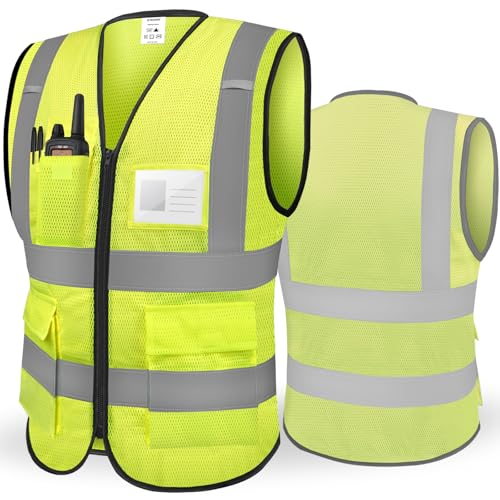 TICONN High Visibility Reflective Safety Vest for Men & Women, ANSI Class 2 - color: Yellow, size: Medium