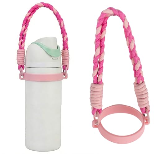 ALIBBON Water Bottle Handle Strap Compatible with 8-40oz Owala Stanley HydroJug Tumbler Owala Accessories Stanley Cup Accessories - color: Pink, style: Braided