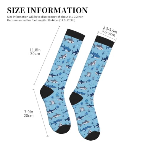 Compression Socks Knee High Circulation Support Socks For Women Men Athletic Running Hiking Cycling - color: Fish