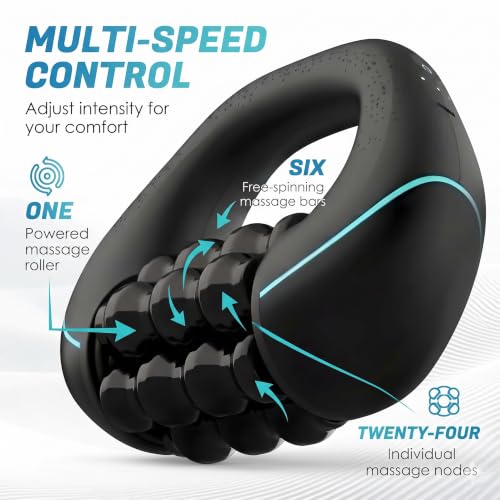 Electric Handheld Rolling Massager, Percussive Massager Targeting Knots with Pain Relieve Deep Tissue, 3-Speed Spin Vibrating Roller Massage for Back, Shoulders, Legs, Neck,Arms