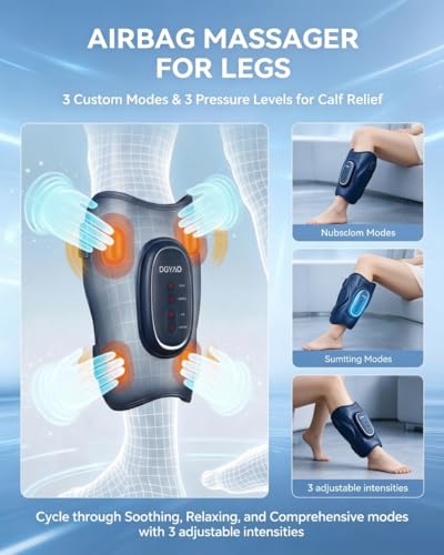 Cordless Calf Massager for Circulation Red Light Therapy for Leg with 3-Level Heating, Vibration and Airbag for Pain Relief Adjustable Temperature