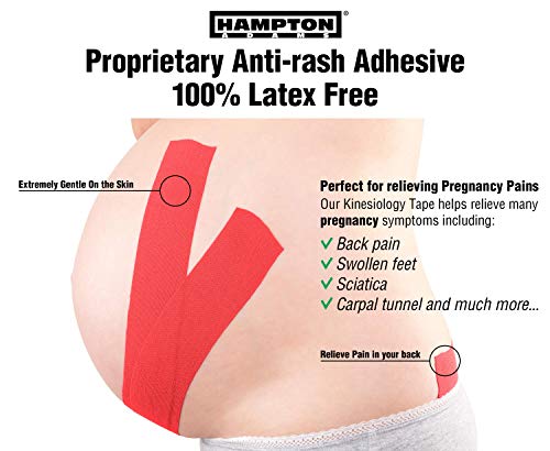 Hampton Adams | As Seen on Shark Tank | Elastic Kinesiology Tape (2-Pack) | Uncut Athletic Tape Supports & Protects Muscles Knees Shoulders & Plantar Fasciitis | Waterproof Hypoallergenic (Red) - color: Red, size: 2in x 16ft (2 Rolls)