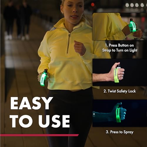 SABRE Runner Pepper Gel Spray for Running, Walking & Personal Safety - color: Pepper Gel with LED Hand Strap, Yellow
