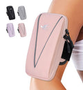 HiRui Cell Phone Holder Arm Bag & Wrist Bag for Phone, Sports Running Armband for Gym & Cycling, Compatible with iPhone 17/17Pro/Plus/16/15 Samsung Galaxy All Phones, Reflective & Adjustable (Pink) - color: Pink