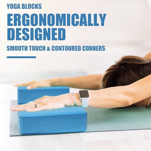 Septo 2 Pcs Yoga Blocks, 9x6x3 Inch Foam Blocks for Pilates - color: Blue