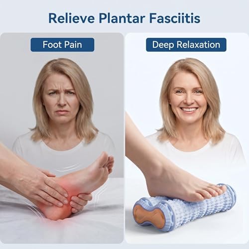 Foot Roller Massager for Plantar Fasciitis Relief, Portable Foot Massager, Eases Foot Pain, Stimulate Plantar Nerves, Enhances Circulation, Anti-Fall Safe Design Kid & Elderly Friendly(Purple) - color: Light Purple