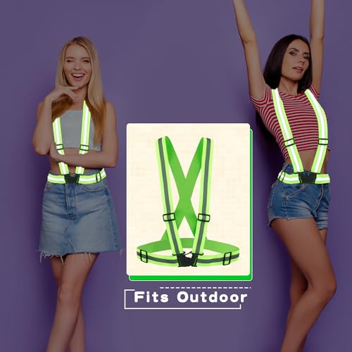 12 Pcs Reflective Safety Vests Visibility Reflective Straps Gear Adjustable Reflective Running Vests for Traffic Control Night Cycling Walking