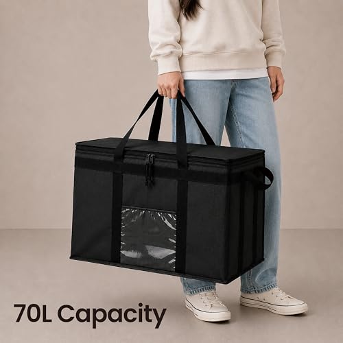 NZ home Insulated Food Delivery Bag, Grocery Cooler & Catering Tote - color: Black, size: 3XL