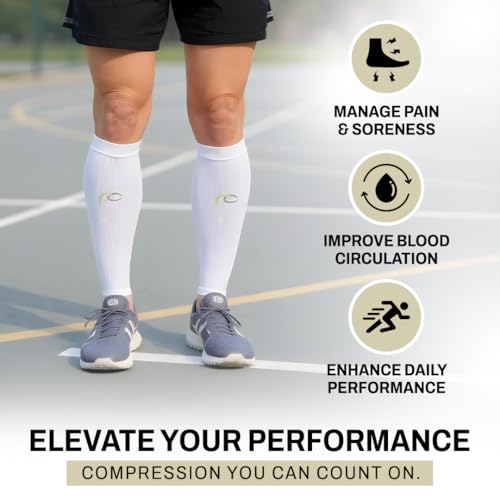 PRO Compression Marathon Calf Sleeve, Navy Over White, L/XL (1-Pack) - color: Navy Over White, size: Large/X-Large