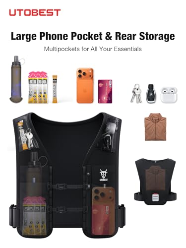 UTOBEST Running Vest Reflective Hydration Backpack 5L UTR113 - color: Vest（500ml flask included）, size: Small