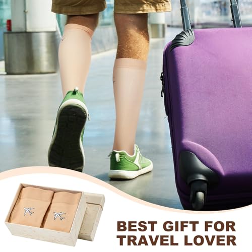 Skicuff 2 Pairs Travel Compression Socks for Men and Women - color: Skin Tone