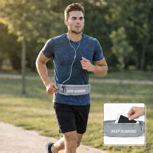 Slim Running Waist Pack for Women Men, Large Capacity Waist Belt with Organized Compartments, No-Bounce Secure Fit for Cycling, Hiking, Climbing Adventure & Reflective Safety Night Running-Gery - color: Tech Grey