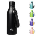 Konokyo 18 oz Insulated Stainless Steel Metal Water Bottle with Strap - color: Black, size: 18 Ounces