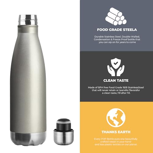 MEWAY 17oz Sport Water Bottle 12 Pack Vacuum Insulated Stainless Steel Leak-Proof Double Wall Cola Shape Water Bottle,Keep Drinks Hot & Cold (Cold Gray,12 Pack) - color: Cold Gray