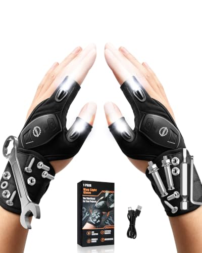 KlikKlak 2-in-1 Rechargeable LED Flashlight Gloves with Magnetic Wristband