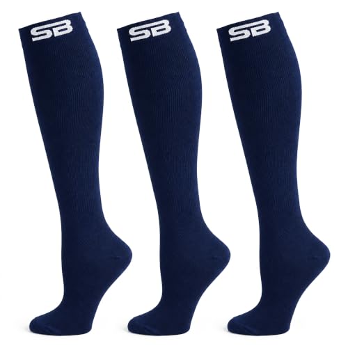 SB SOX 3-Pair Compression Socks (15-20mmHg) - color: Solid Navy, size: L/XL