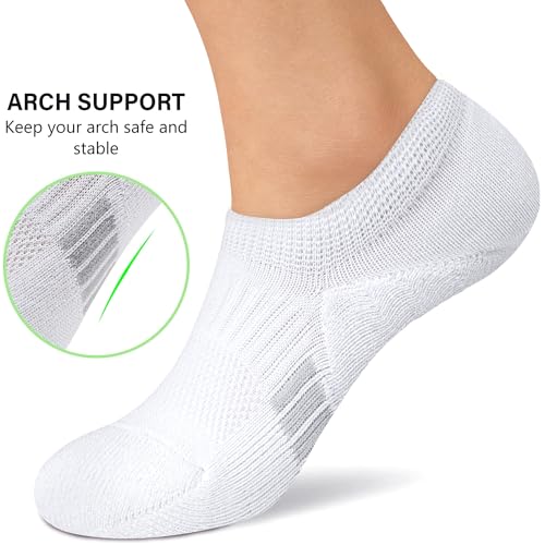 Amutost Womens No Show Socks Anti-Slip Cushioned Breathable 5-10Pairs - color: 5 Pairs White, size: 10-12