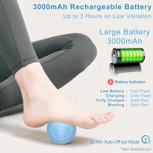 Vibrating Massage Ball with Heat, 7 Modes, Memory, 3.6 in, Blue - color: Blue
