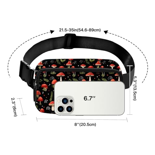 Mushroom Fanny Pack Women Fashion Belt Bag Waterproof Adjustable Strap Waist Pouch Casual Workout Travel Cycling Running - color: Multicolor