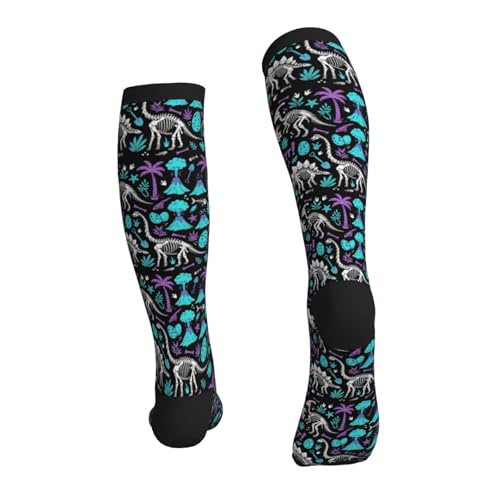 Compression Socks Circulation 15-20 Mmhg Knee High - color: Dinosaur Skeleton