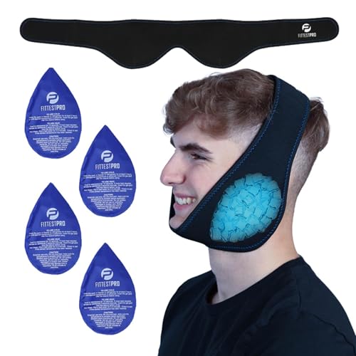 Fittest Pro Wisdom Teeth Ice Pack Head Wrap Jaw Ice Pack for Face Oral Surgery, 4 Hot Cold Gel Pack for TMJ, Tooth Extraction, Tonsillectomy Recovery - style: Jaw