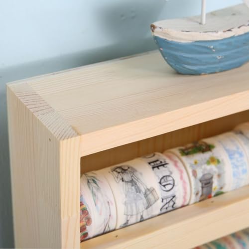 7 Layers Wood Washi Tape Box Organizer and Storage with Hanging Hook, Desktop Tape DIY Sticker Roll Holder, Divider Closet Container Holder for Sewing and Thread - color: 7 Layers