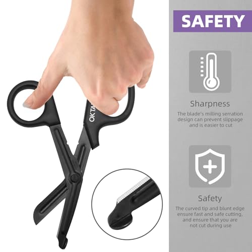 OK TAPE Shears - Bandage Scissors，Medical Scissors, EMT Trauma Shears, Non-Stick Scissors, First Aid Outdoor Stainless Steel Teflon, Black Handle and Black Coated Blades, 1 Packs