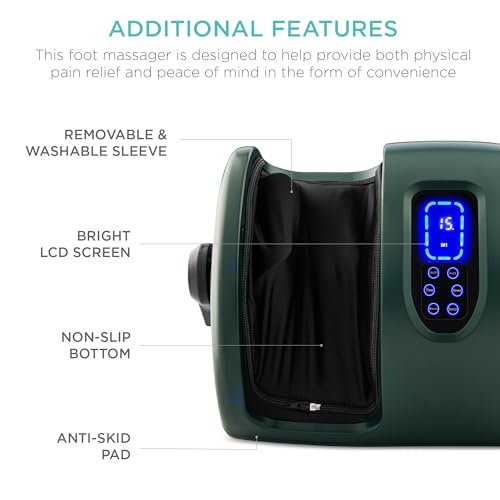 Best Choice Products Shiatsu Foot Massager with Heat for Plantar Fasciitis & Neuropathy, Kneading Foot & Calf Massager with Remote, 360° Adjustable Handle, Rolling & Compression Massage - Green - color: Green