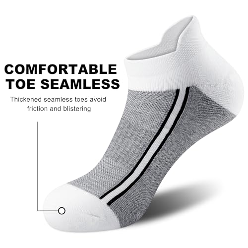Gonii Men's Running Athletic Ankle Socks - Thick Cushioned Low Cut Socks - color: N-5 Pairs Grey, size: 12-15