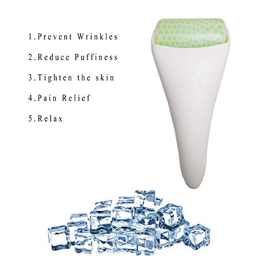3 in 1 Ficial Face Ice Jade Roller and Gua Sha Tool, Natural Real Jade Anti-Wrinkle Face Eye Neck Massager Tool, Reduce Wrinkles, Puffiness, Migraine, Redness, Pain and Injury - color: White