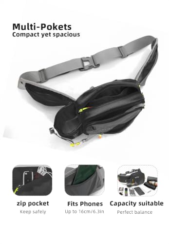 Lightweight Sports Fanny Pack with Bottle Holder,Waist Pack for Hiking,Running,Cycling & Outdoor Adventures (Black) - color: Black