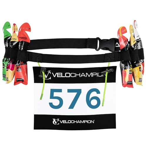 VeloChampion Triathlon Race Number Running Gel Belt, 2 Toggles, 1 Pack - style: 2 Toggle Belt