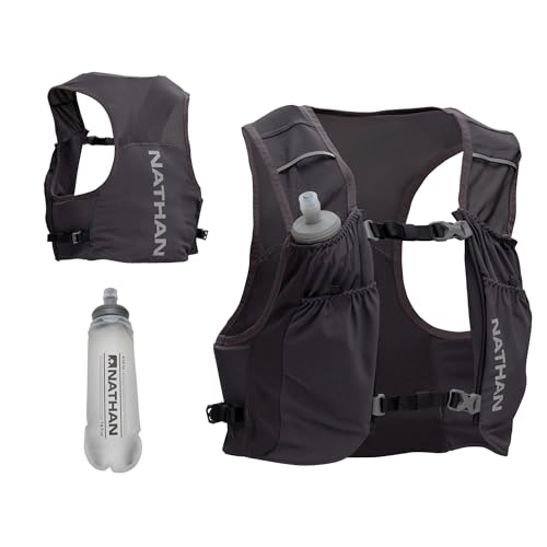 Nathan Pinnacle Featherlite 1.5L Hydration Vest for Running – Ultra-Lightweight, Compression-Fit with Hydrapak Soft Flask - size: Small-Medium, style: Charcoal/Reflective Silver