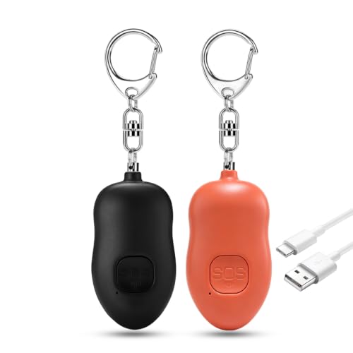 Personal Safety Alarm for Women,2Pack 130dB Self Defense Keychain - color: Black+Orange